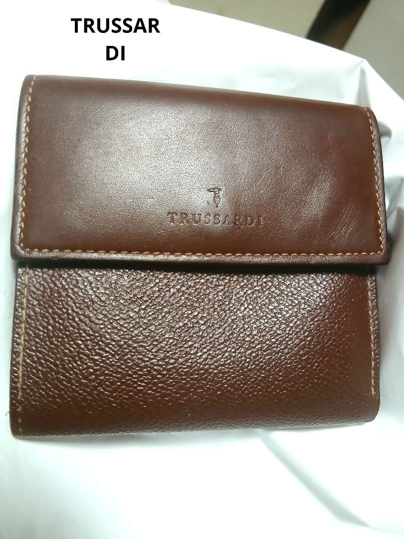 TRUSSARDI トラサルディ 三つ折り財布 レザー ブラウン イタリア製