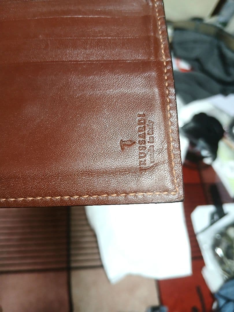 TRUSSARDI トラサルディ 三つ折り財布 レザー ブラウン イタリア製の写真6枚目