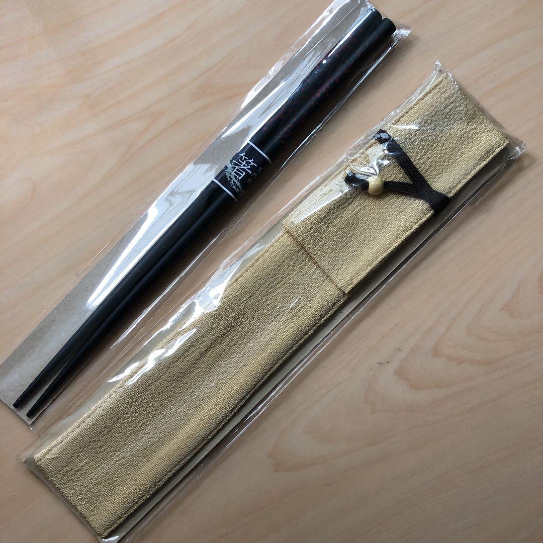 お箸(天然竹) と　ちりめん紐付き箸袋　セット