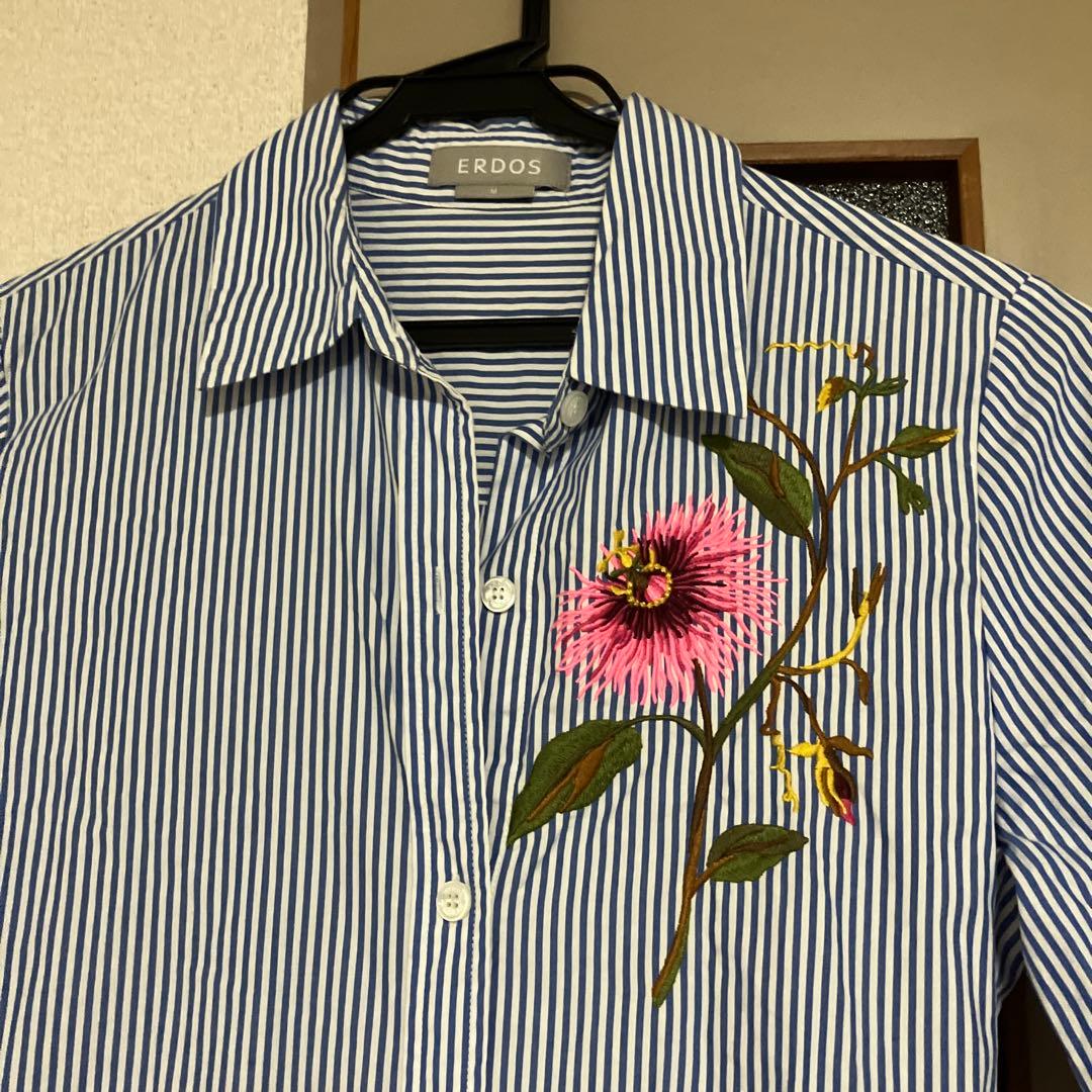 ERDOS ストライプ シャツワンピース 刺繍の写真4枚目