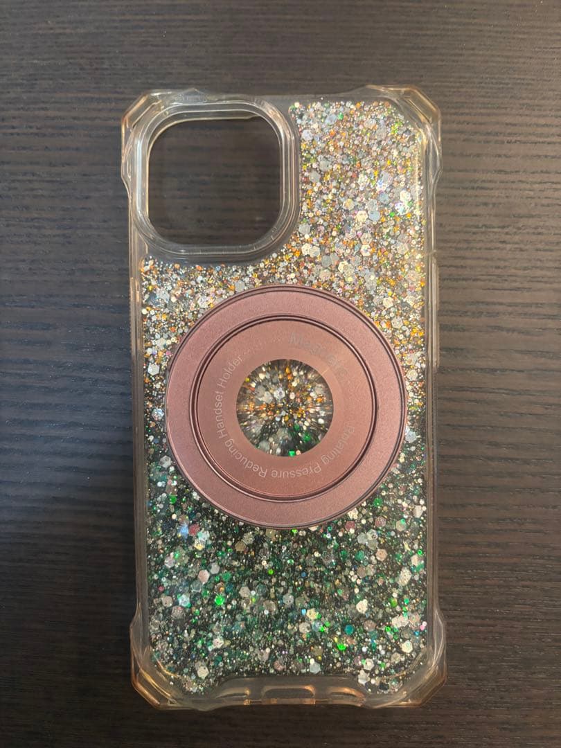 iPhone15用 グリッターケース ホルダー付き