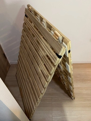 【0円・無料】木製すのこ 2枚連結/約100×70cm×2/ローラー付き