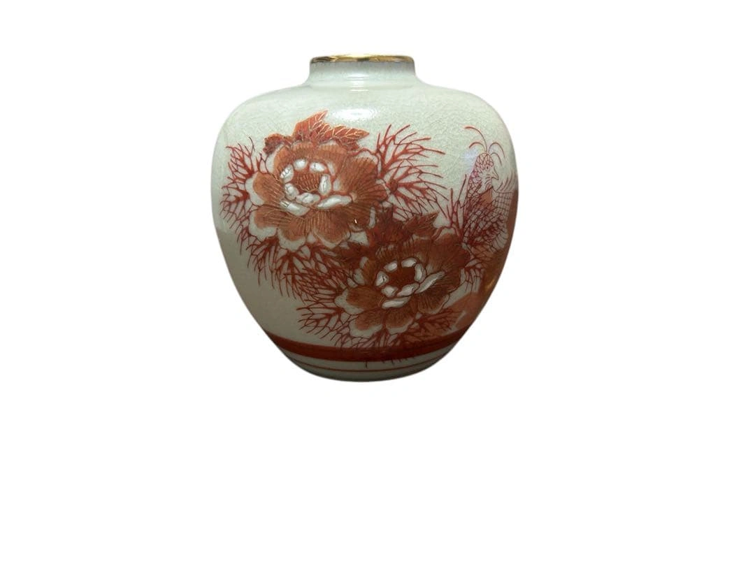 花模様の陶器花瓶❤︎九谷焼オマケ付