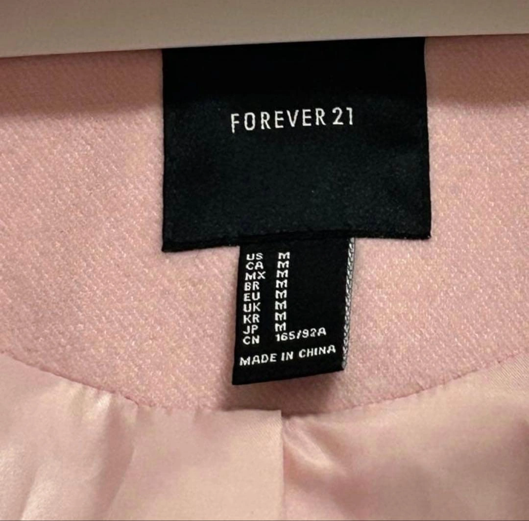 FOREVER 21 フォーエバー21 ピンク ロングコートチェスターコート Mの写真2枚目