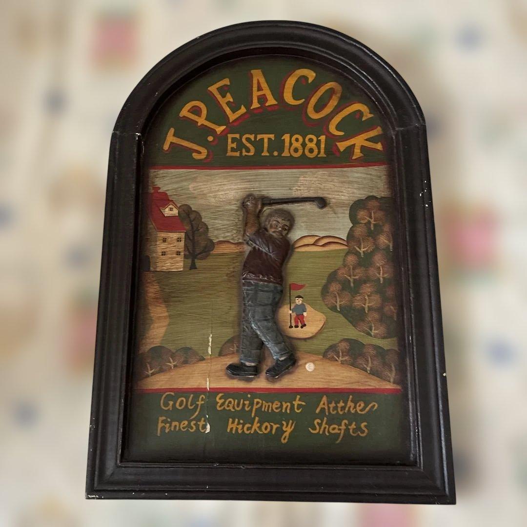 J.PEACOCK EST.1881 ゴルフ 木製 ウォールデコ