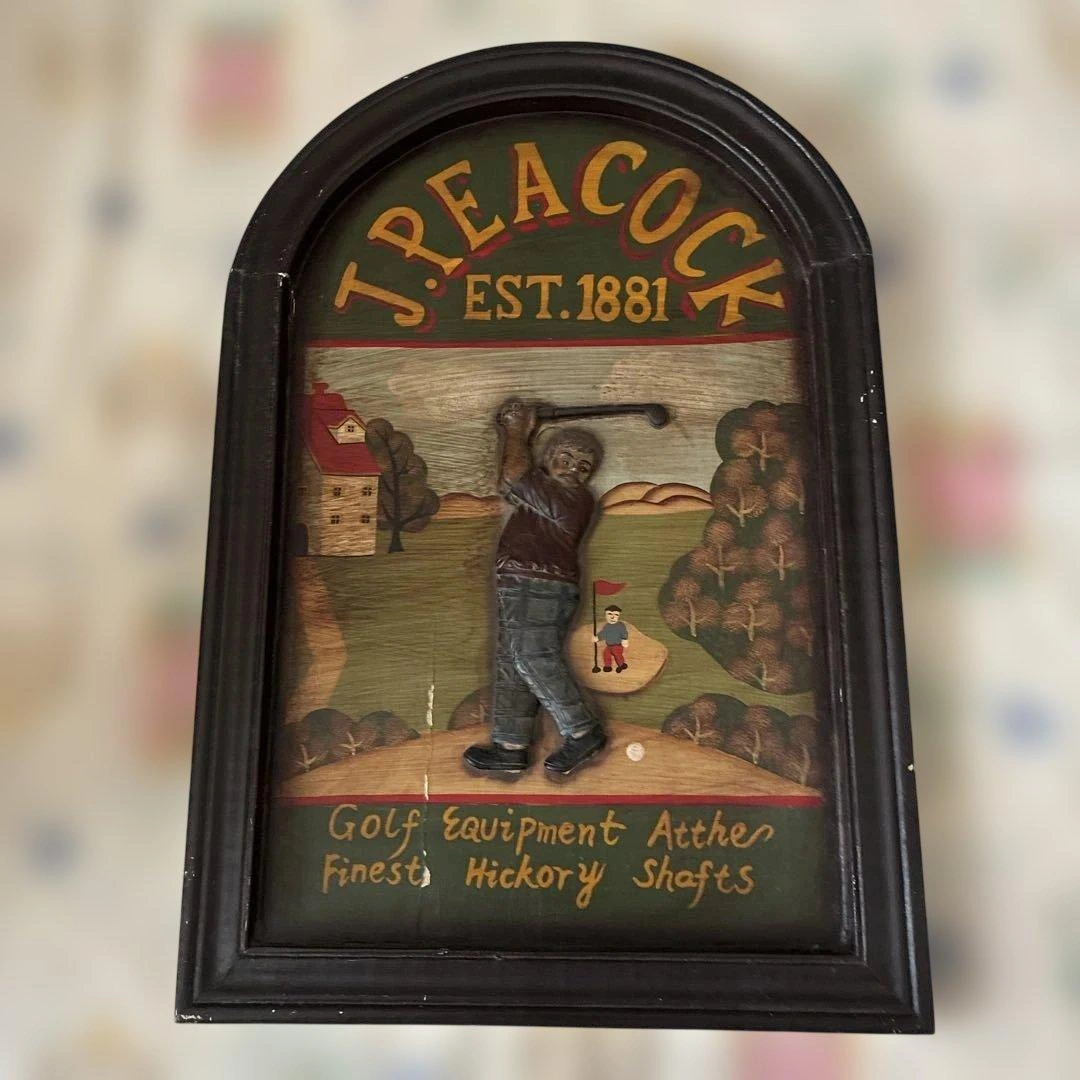 J.PEACOCK EST.1881 ゴルフ 木製 ウォールデコ