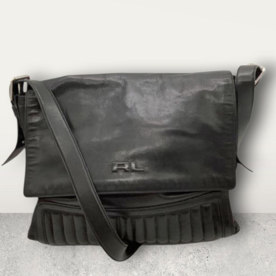 Ralph Lauren RL レザー ショルダーバッグ ブラック