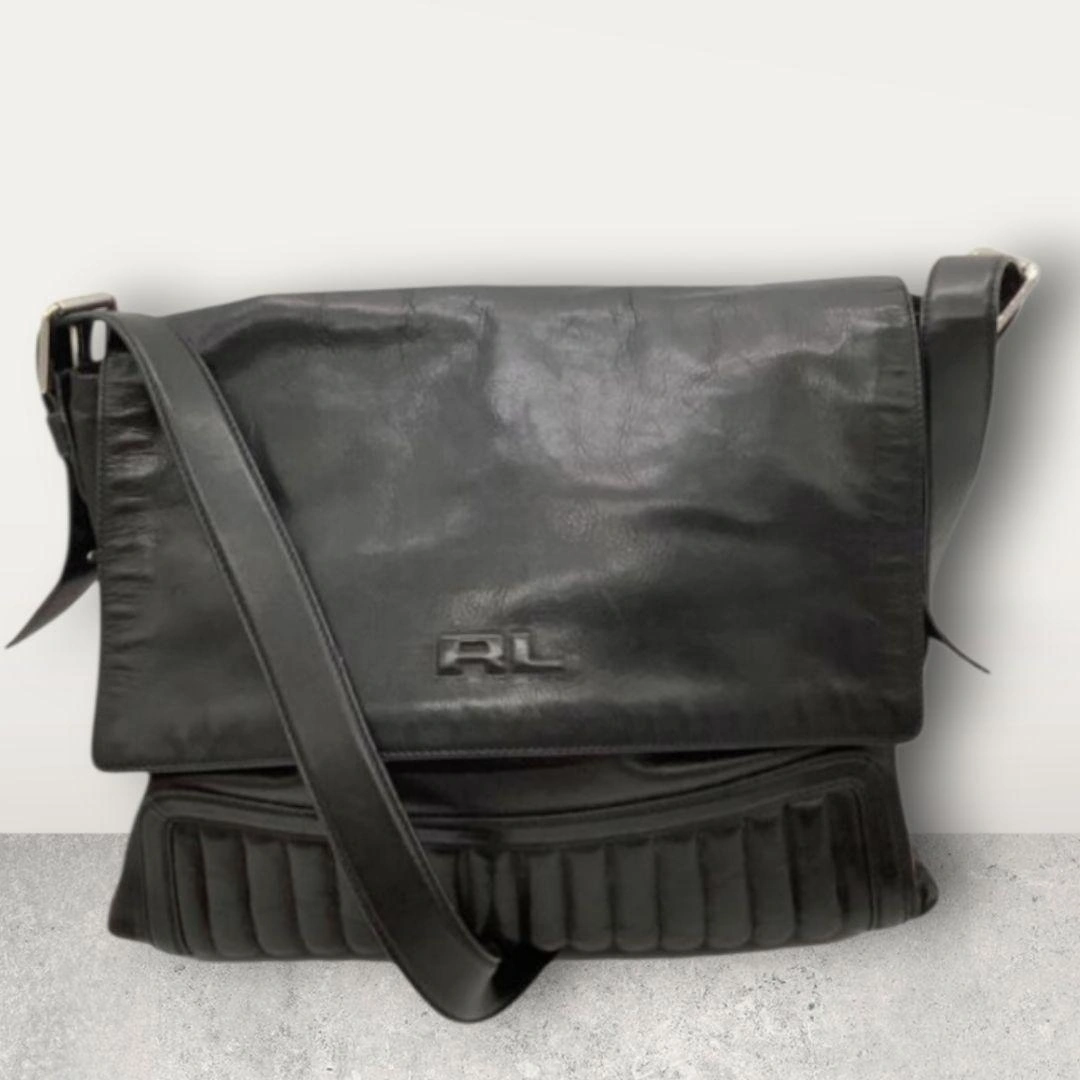 Ralph Lauren RL レザー ショルダーバッグ ブラック