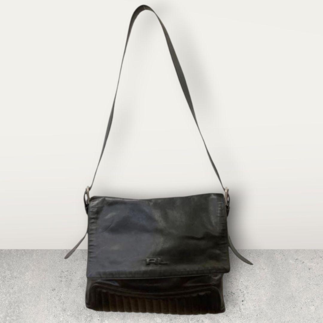 Ralph Lauren RL レザー ショルダーバッグ ブラックの写真2枚目