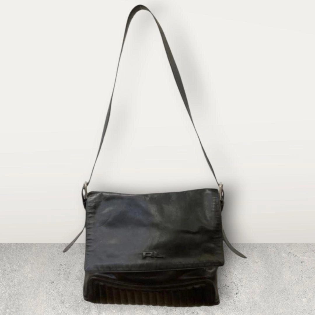 Ralph Lauren RL レザー ショルダーバッグ ブラックの写真2枚目