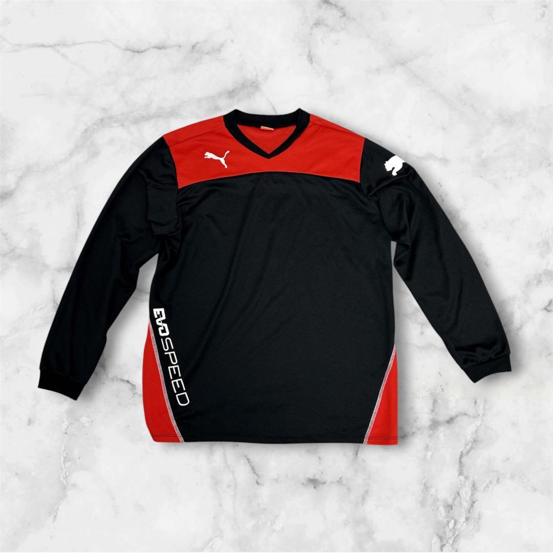 PUMA プーマ 長袖 サッカーシャツ ブラック レッド フットサル