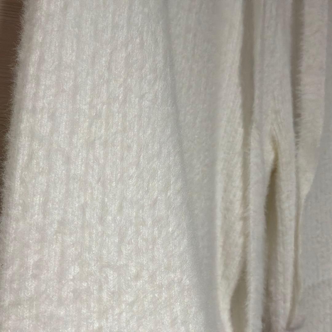 ホワイト リブニット ワイドパンツの写真3枚目