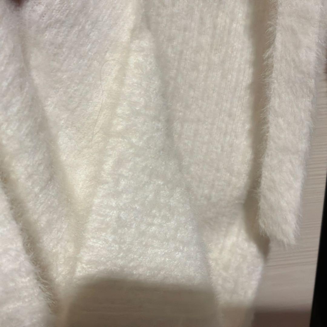 ホワイト リブニット ワイドパンツの写真5枚目