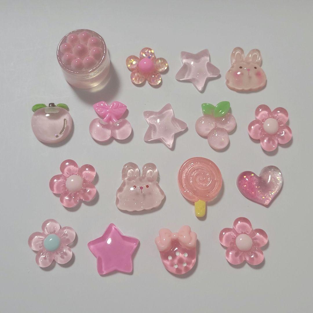 デコパーツ ピンク系 17個セット ハンドメイド