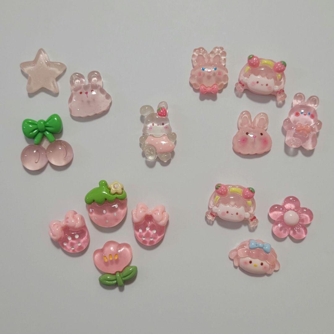 デコパーツ ピンク系 15個セット ハンドメイド