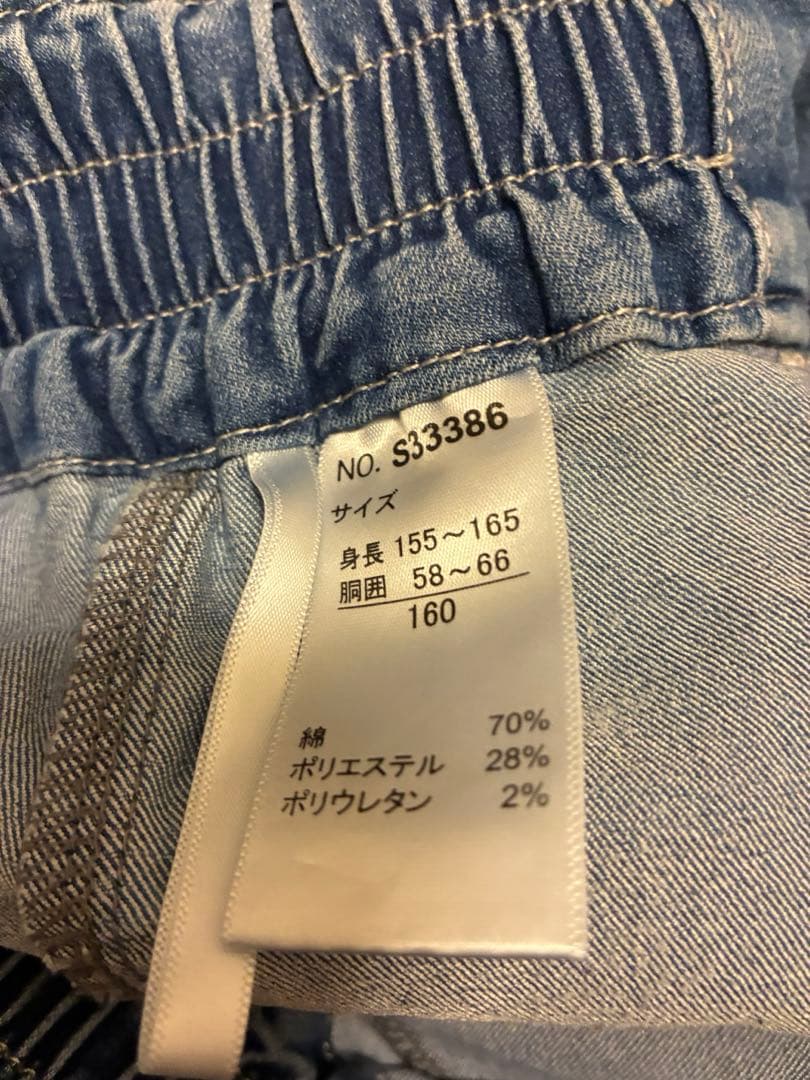 デニムショートパンツ 160センチ　 ウエストゴム レースアップの写真3枚目