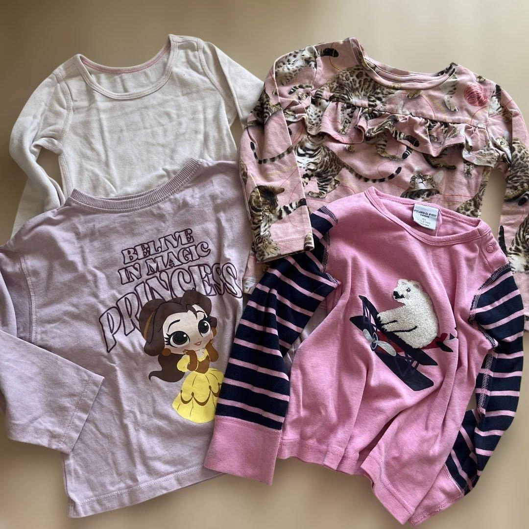 女の子用ベビー 長袖 トップス 4枚セット まとめ売り 90cm