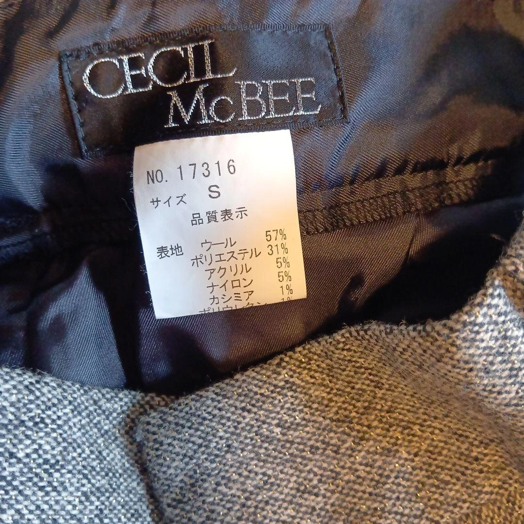CECIL McBEE グレー ツイード調 スラックス パンツ Sの写真3枚目