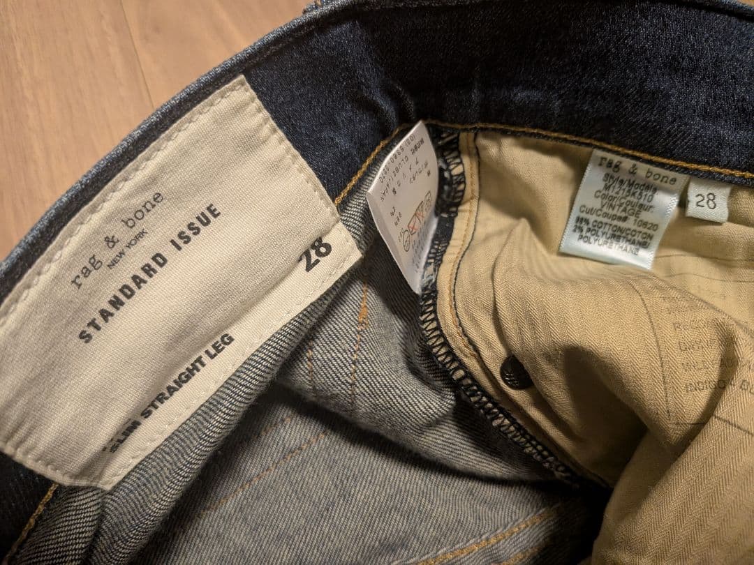 ほぼ未使用 定価3-4万円 rag&bone 28 fit3 ストレートデニムの写真3枚目