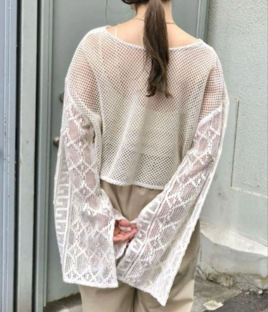 最終価格 kastane カスタネ メッシュパッチワーク2WAYカーディガン