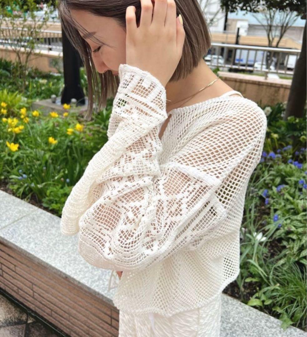 最終価格　kastane カスタネ　メッシュパッチワーク2WAYカーディガンの写真3枚目