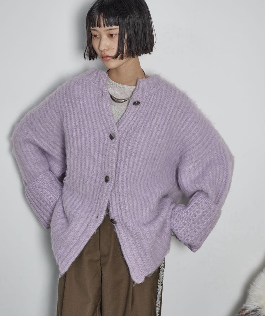 THE YOn 2WAYモヘアライクミックスシャギーニットカーディガン