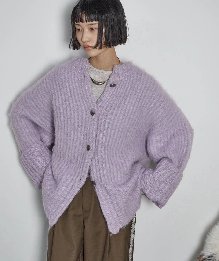 THE YOn 2WAYモヘアライクミックスシャギーニットカーディガン