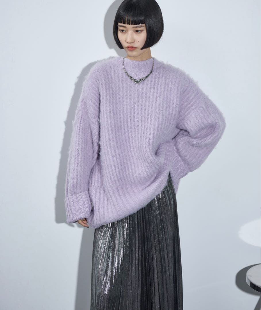 THE YOn 2WAYモヘアライクミックスシャギーニットカーディガンの写真2枚目