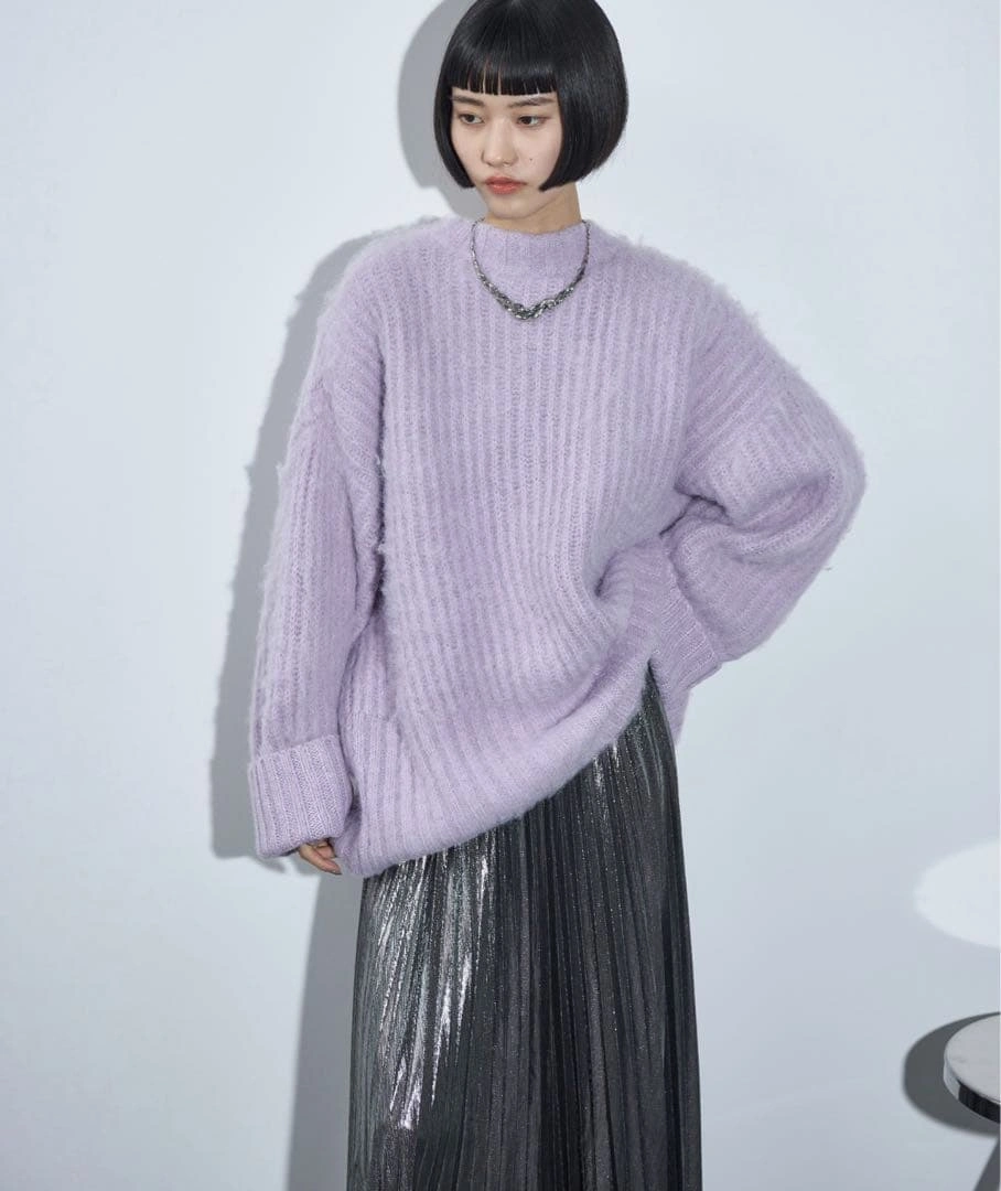 THE YOn 2WAYモヘアライクミックスシャギーニットカーディガンの写真2枚目