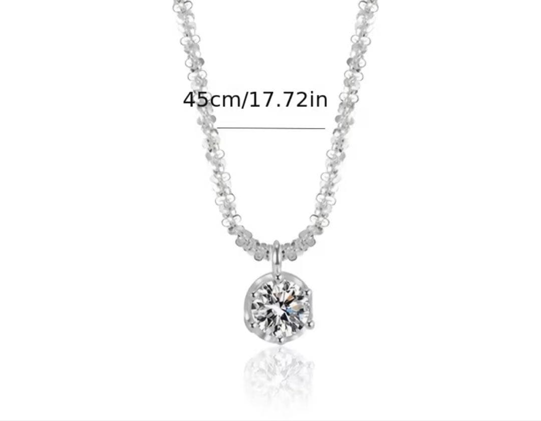 一粒ストーン ネックレス シルバーカラー 45cm