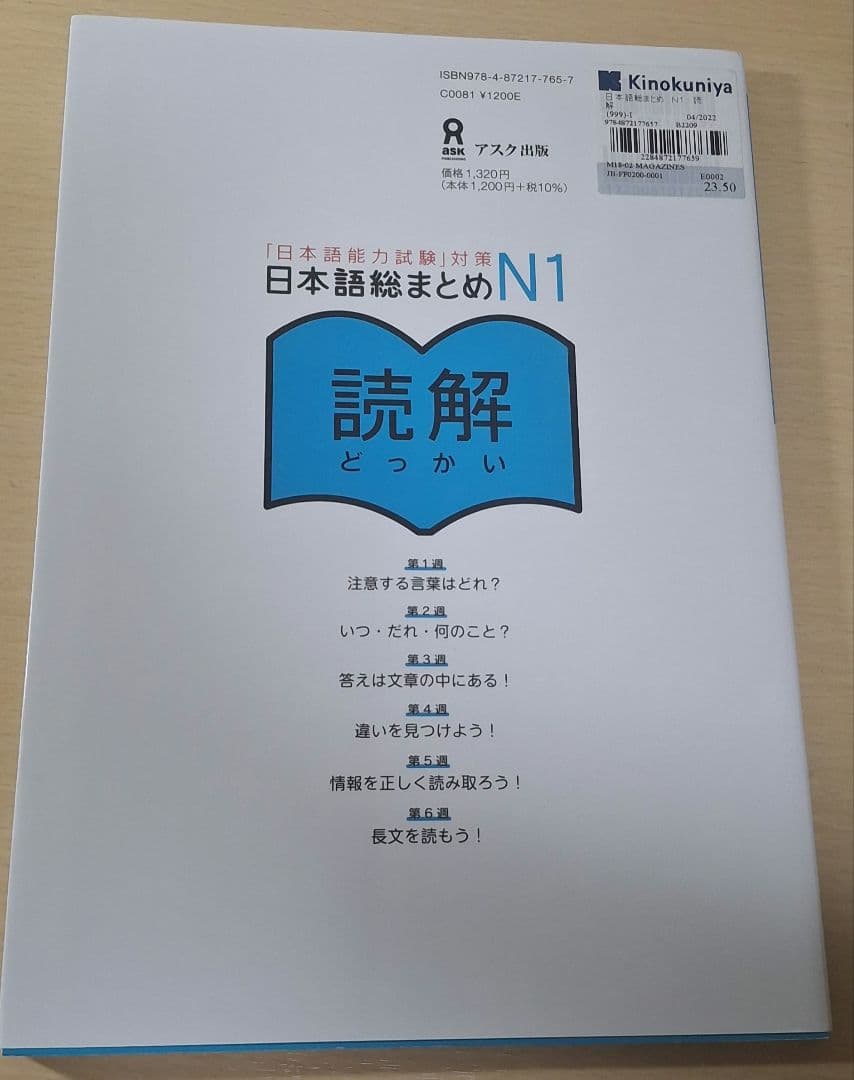 【新品未使用】日本語能力試験 JLPT N1 読解 日本語総まとめの写真2枚目
