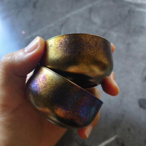 純チタン製ぐい呑み(火入れ焼き色) 軽量 酒器 チタンカップの写真4枚目