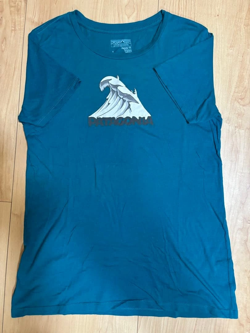 Patagonia USAパタゴニア Tシャツ 波ロゴ ブルー Sの写真2枚目