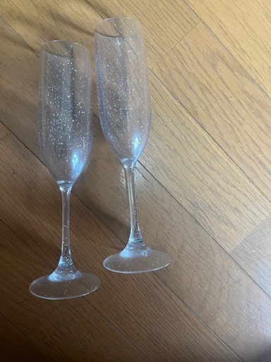 割れないシャンパングラス2客セット おしゃれなラメ入り