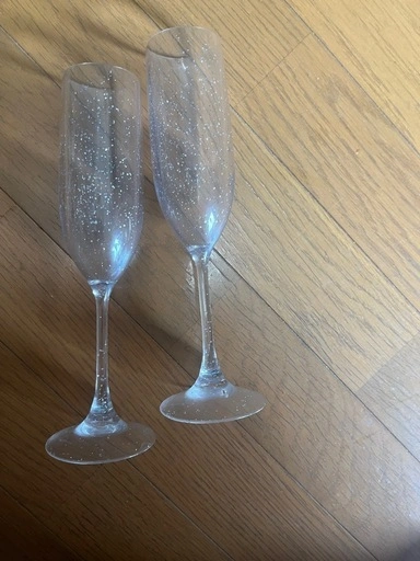 割れないシャンパングラス2客セット おしゃれなラメ入り