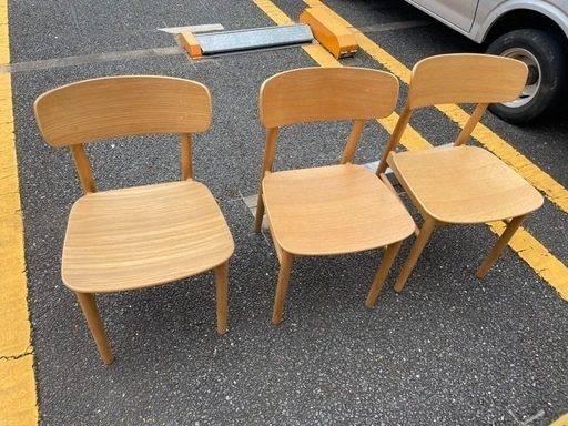 無印良品 ラウンドチェア オーク材 3脚セット