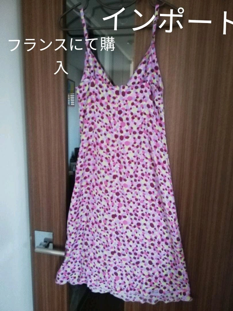 フランス インポートカラフルドットキャミワンピ