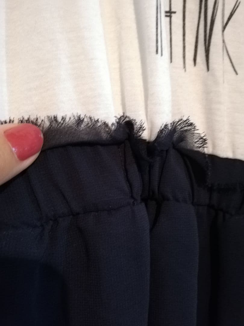 GU 美品シフォンドッキングワンピース、 Tシャツワンピ シフォンワンピースの写真2枚目