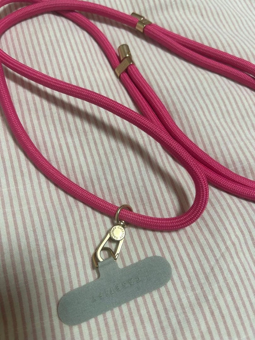 未使用 CASETiFY スマホショルダー ロープ ピンク×ゴールド