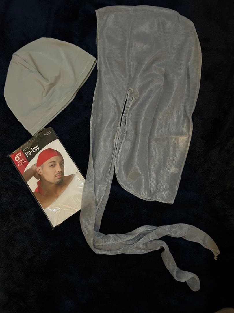 お値下しました‼️Du-rag 2点セット/グレー(ロング/ショート)ヒップホップ