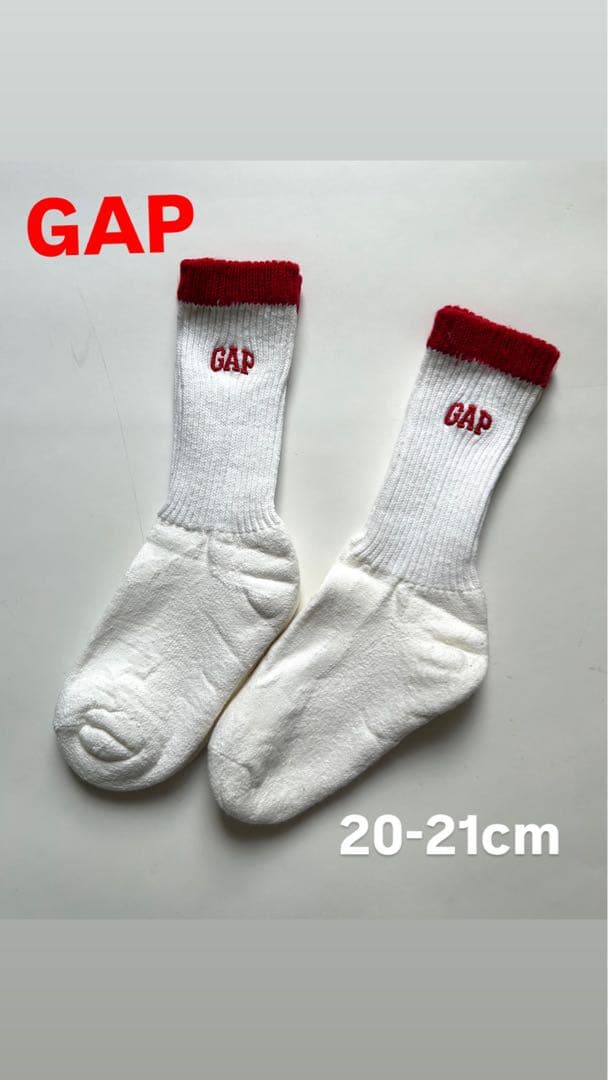 GAP キッズ靴下 20-21cm ホワイト/レッド　2足セット