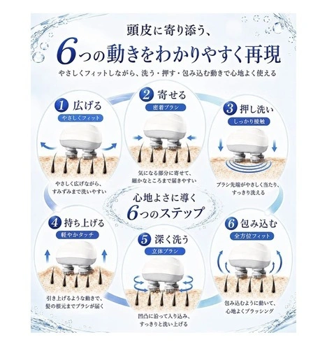 新品未開封 電動頭皮ブラシ ヘッドスパ 360°回転 IPX7防水 頭皮ケアの写真5枚目