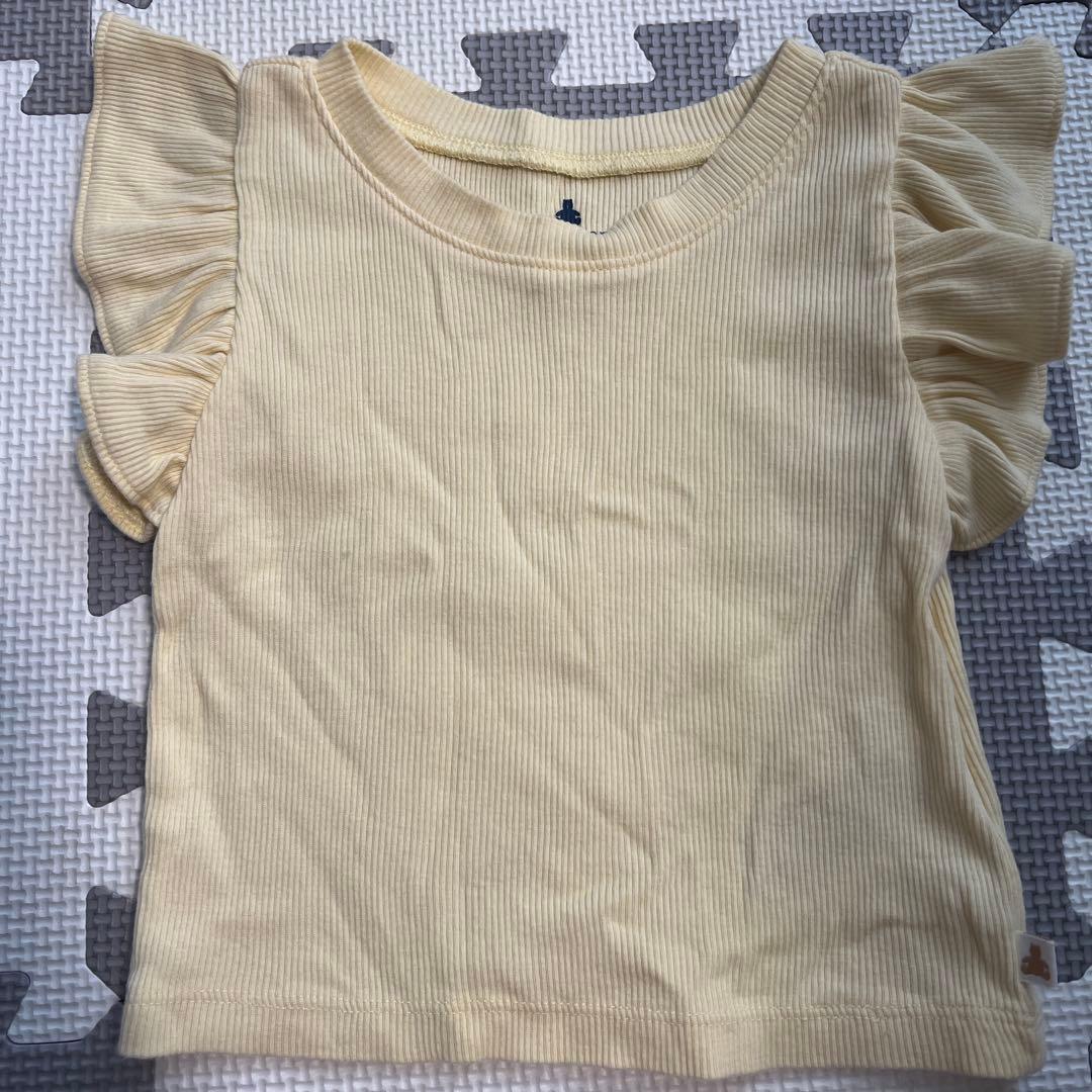 babyGap フリル袖 リブTシャツ イエロー 12-18months