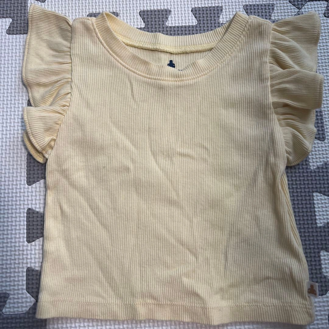 babyGap フリル袖 リブTシャツ イエロー 12-18months