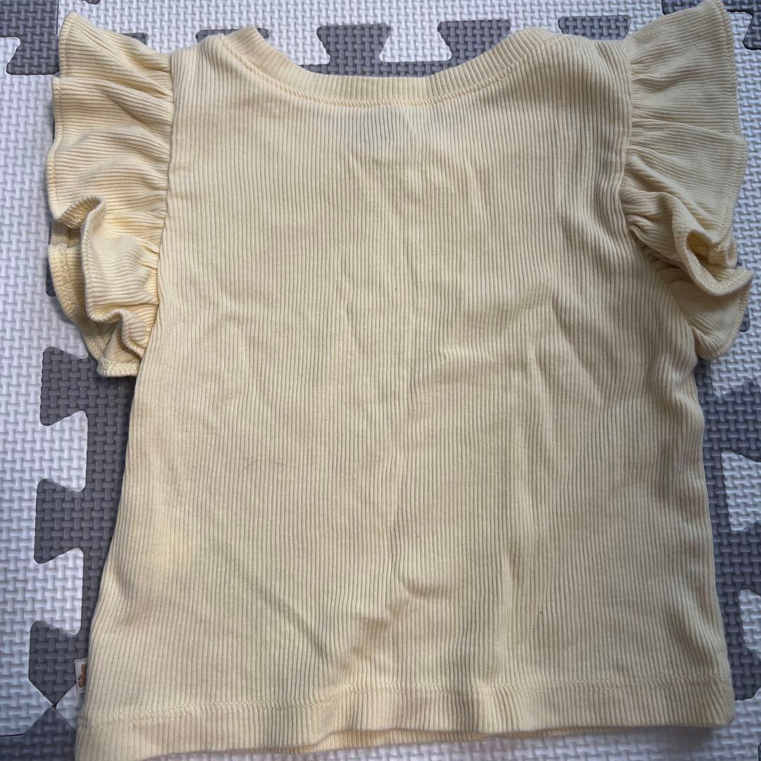 babyGap フリル袖 リブTシャツ イエロー 12-18monthsの写真2枚目