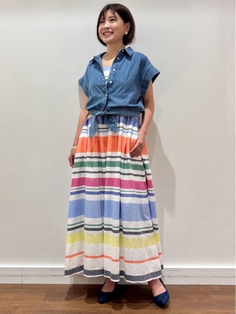 GAP ストライプ マキシワンピース コットン XXSの写真6枚目