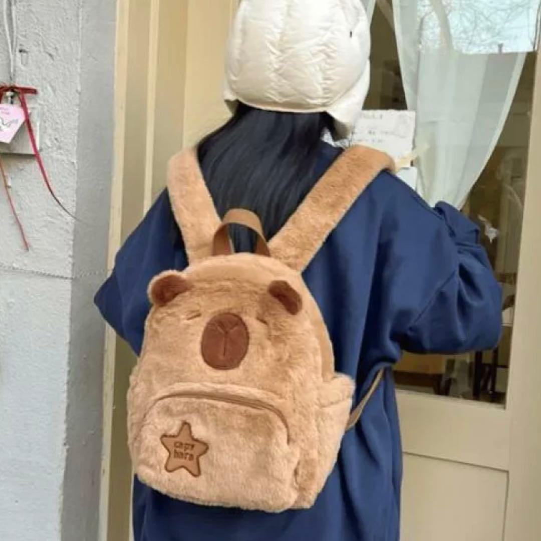 カピバラ ぬいぐるみ もこもこ リュックサック × きんちゃく袋 セット 韓国の写真8枚目