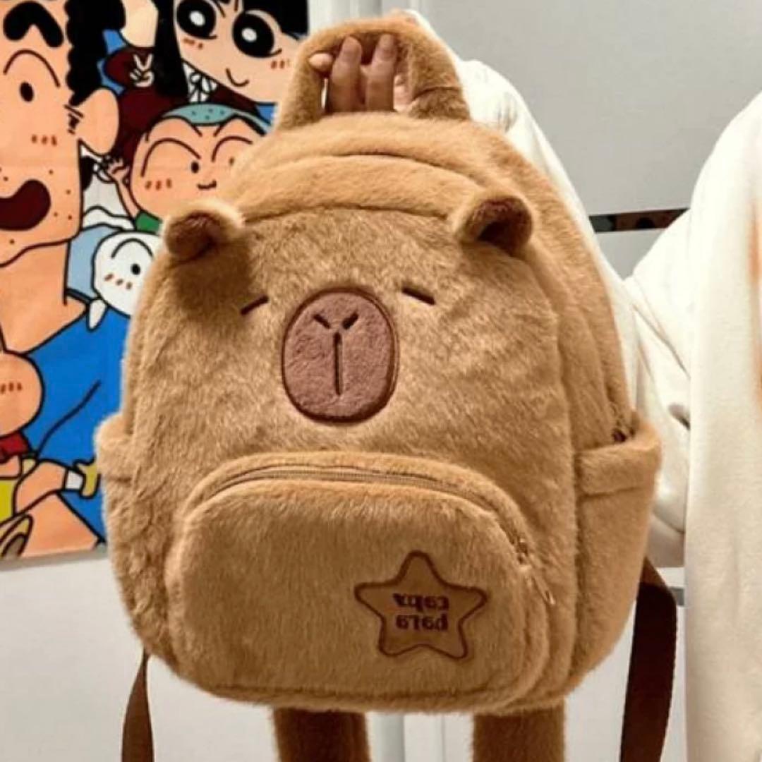 カピバラ ぬいぐるみ もこもこ リュックサック × きんちゃく袋 セット 韓国の写真10枚目