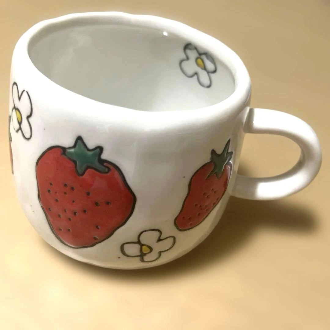 いちご柄 マグカップ 陶器 韓国