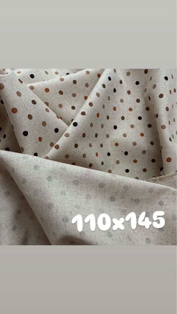ドット柄生地 ベージュ系 110x145 ハンドメイド